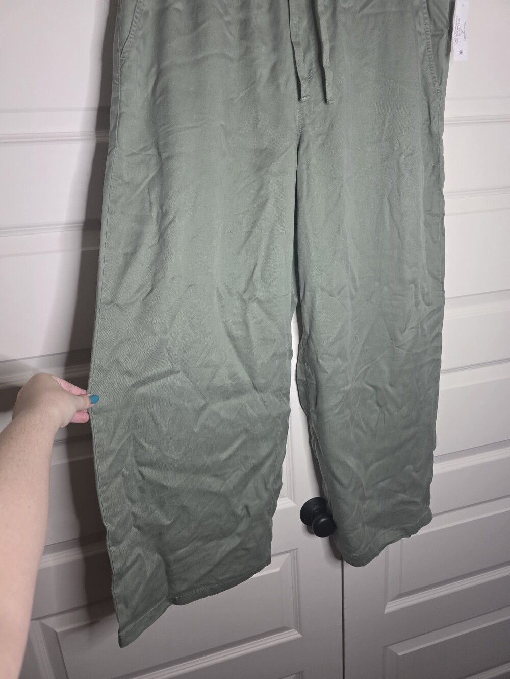 NWT Nine West XXL Womens Olive Lightweight Twill Wide Leg Pants - Picture 2 of 16